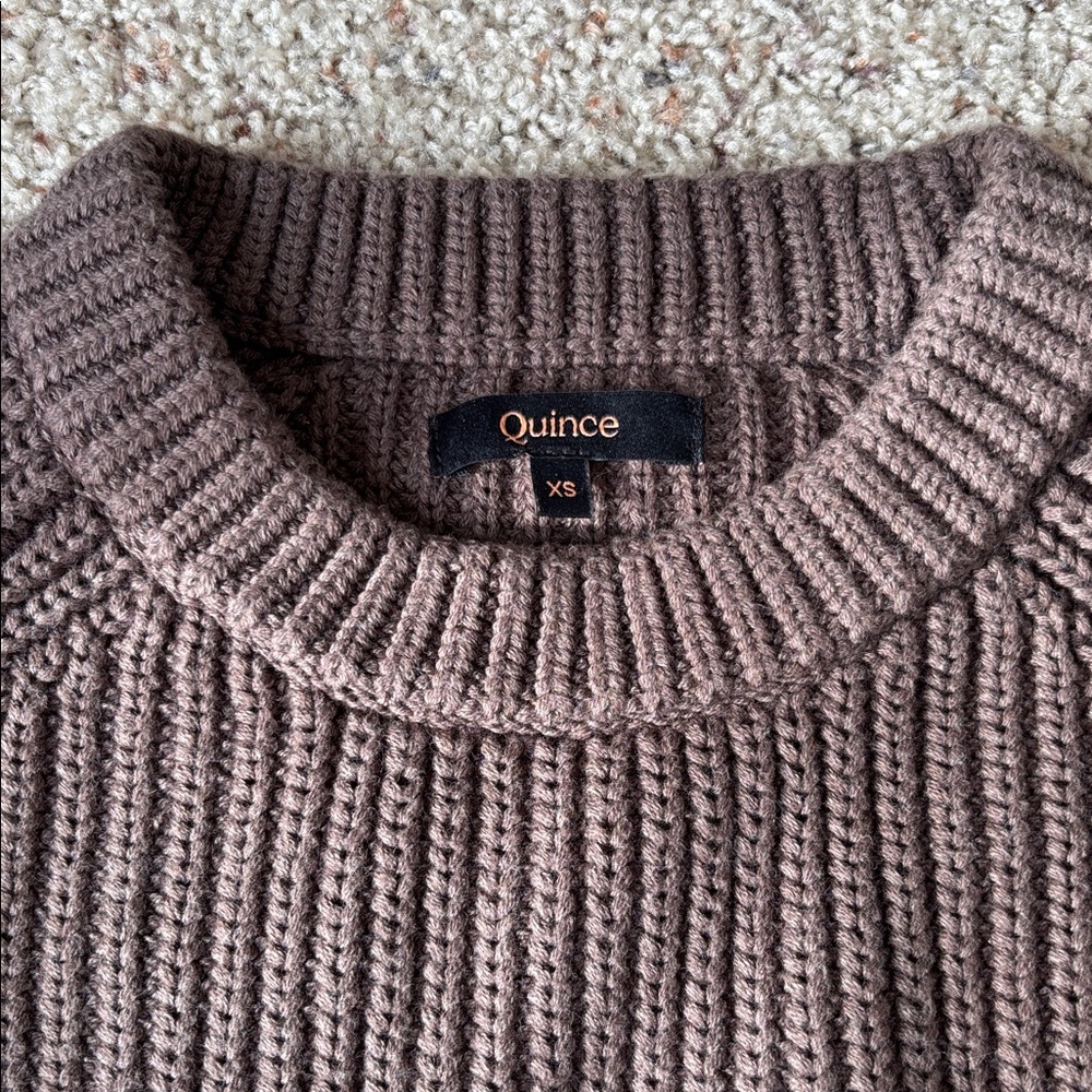 Quince 100% Organic Cotton Fisherman Crew Sweater Heather Brown Size XS - Picture 7 of 12